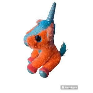 MVP Group Z Toys 7" Plush Blue Pink Unicorn Sparkles Glitter Eyes Stuffed Toy